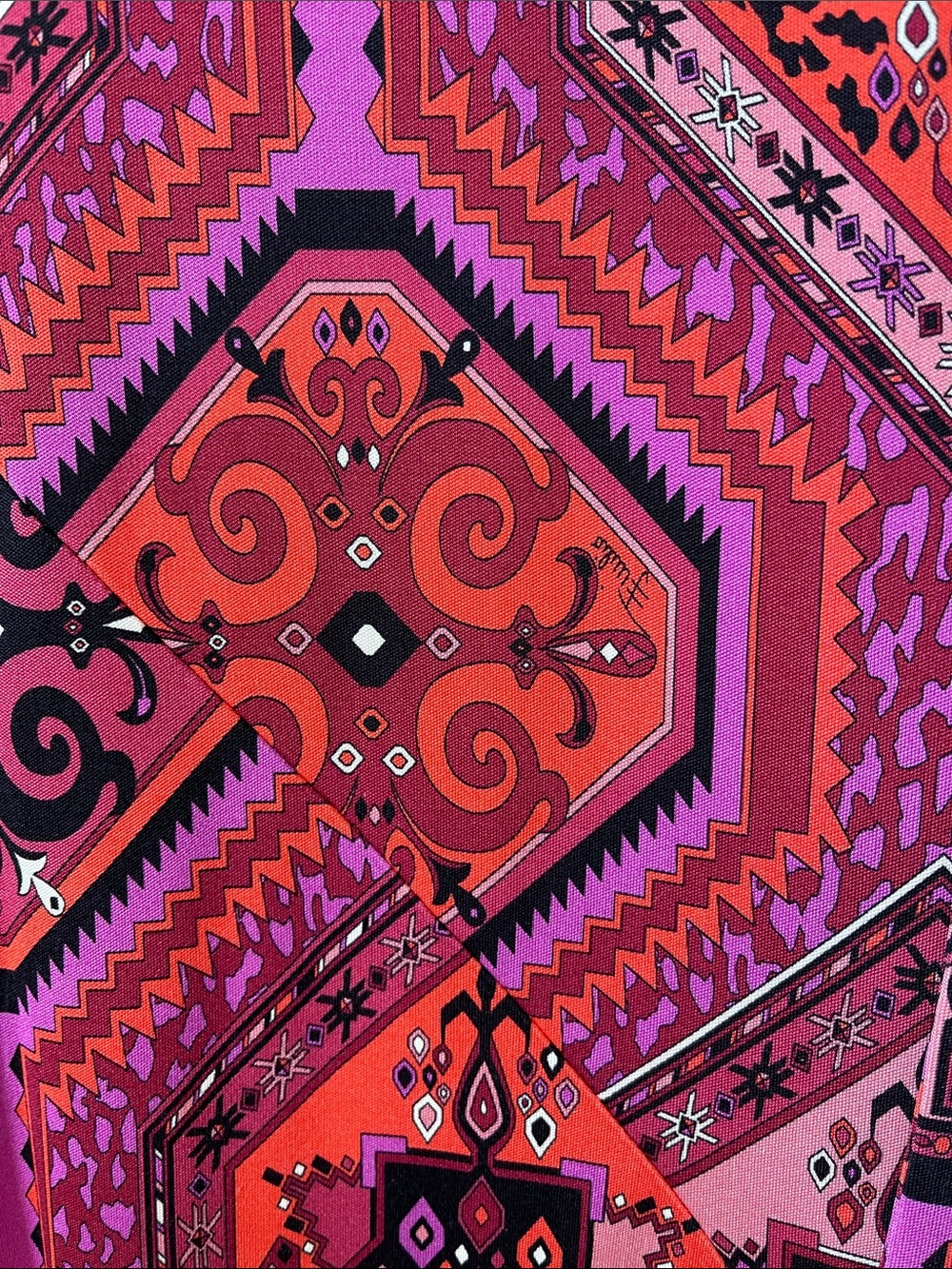 Emilio Pucci Pink & Black Geometric Long Sleeve Midi Dress with belt NEW - Picture 3 of 16